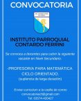 Convocatoria a Profesor/a de matemática – Instituto Parroquial Contardo Ferrini