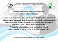 Convocatoria a cubrir horas cátedra de Estadística