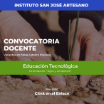 Convocatoria Docente Ing. Agrónomo para horas titulares de Educación Tecnológica/ Inst. San José Artesano